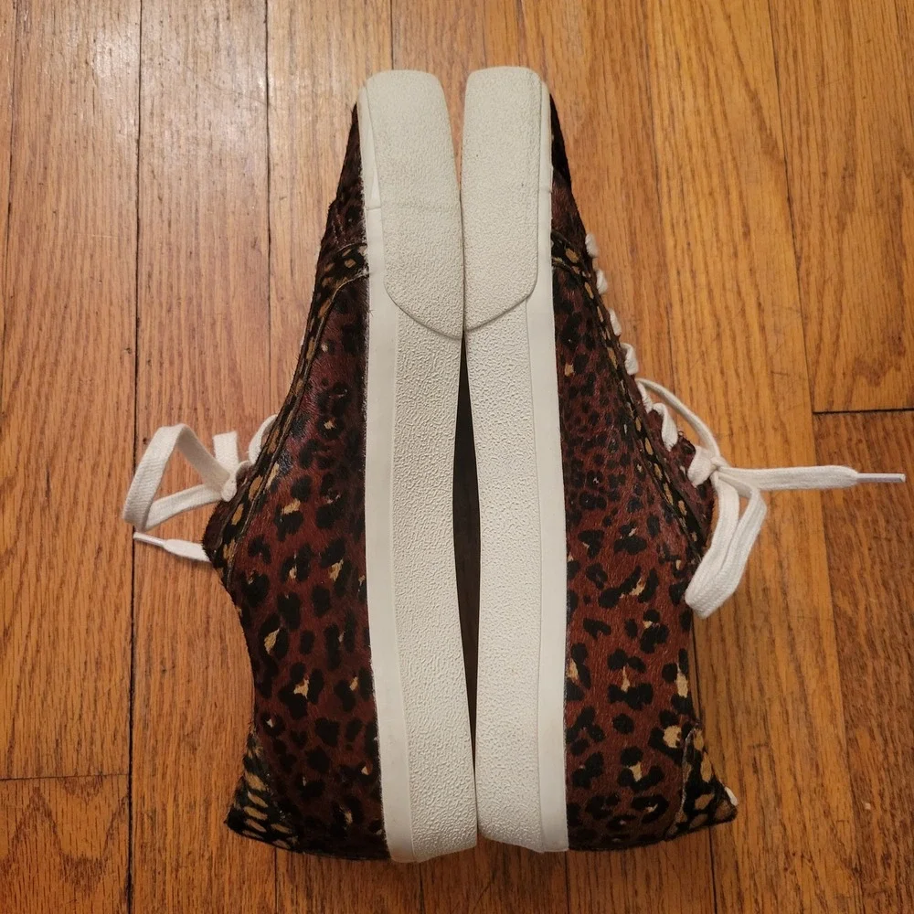 Madewell‎ Sidewalk Leopard Print Calf Hair Sneakers Lace Up Low Top Shoes